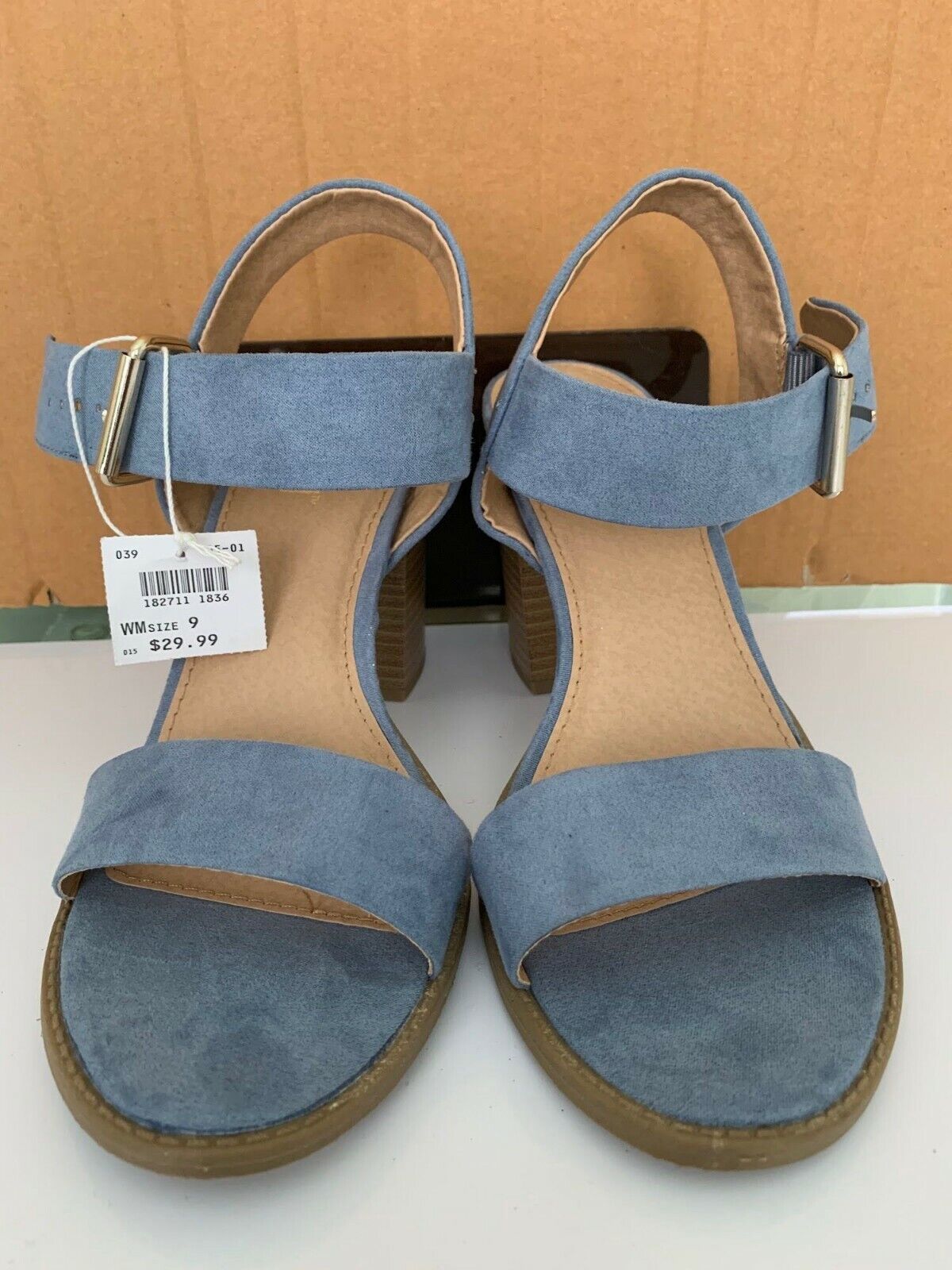 NEW Blue, Faux Suede, Brash Heeled Sandals Size US 9