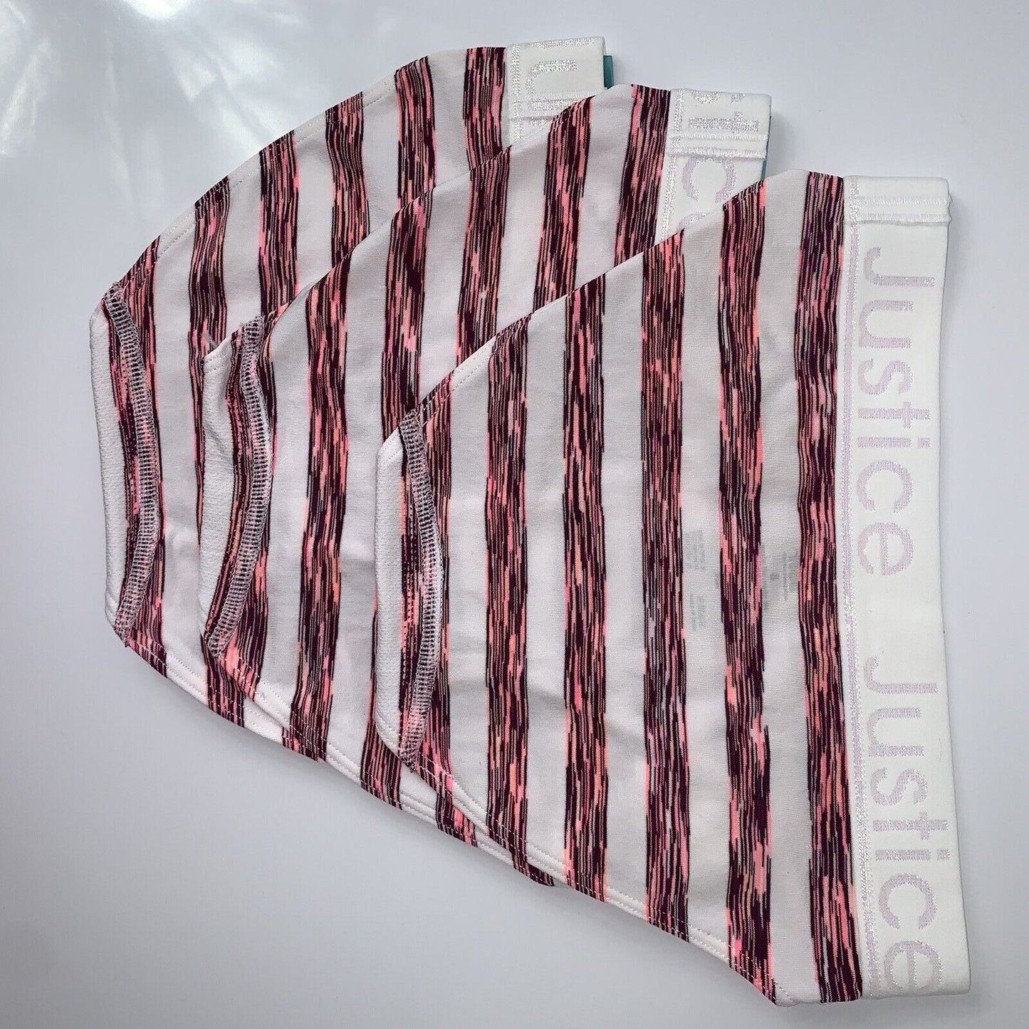 NEW Justice Bikini Breathable Sz: 8, Stripes, White Justice Waist Band.