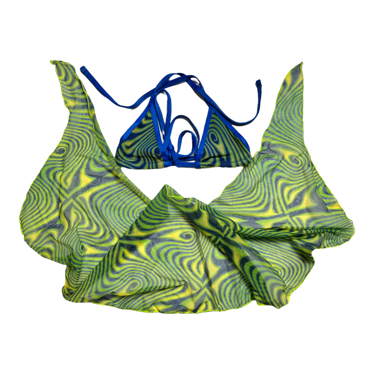 NEW Extreme Gear Blue/Green Swirl Cover, Bikini Top Set Swimwear Size Small