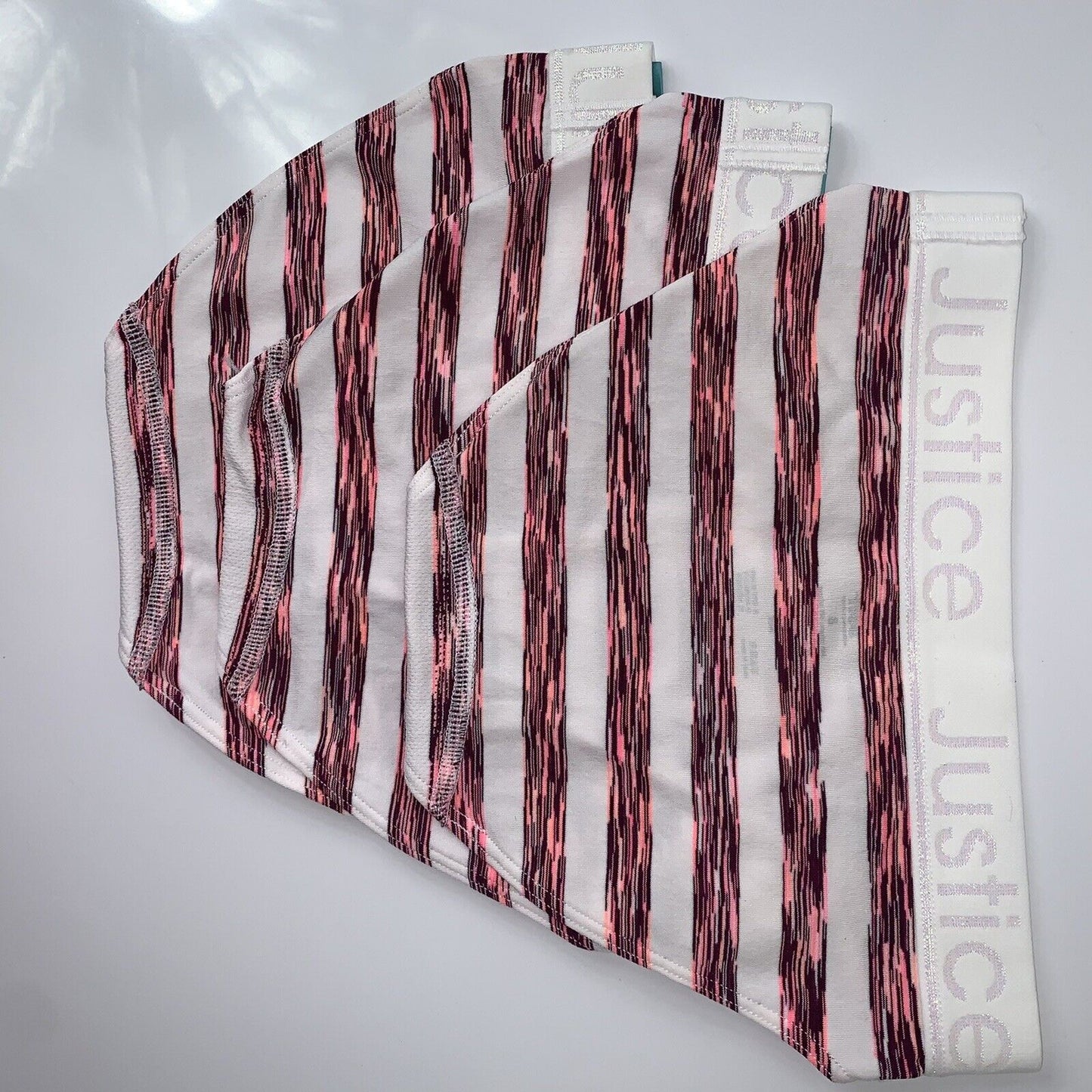 NEW Justice Bikini Breathable Sz: 8, Stripes, White Justice Waist Band.