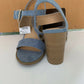 NEW Blue, Faux Suede, Brash Heeled Sandals Size US 9