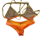 New Extreme Gear Thong/String Bikini Top, Swimwear Orange/Gold Sz M