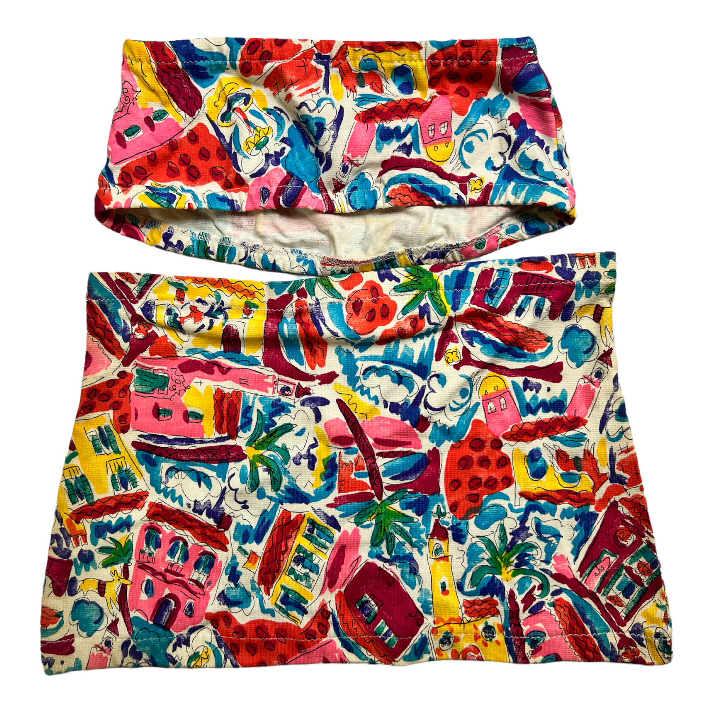 New Multicolor Fancy Breast Cover & Skirt set size S (Swim Wear)