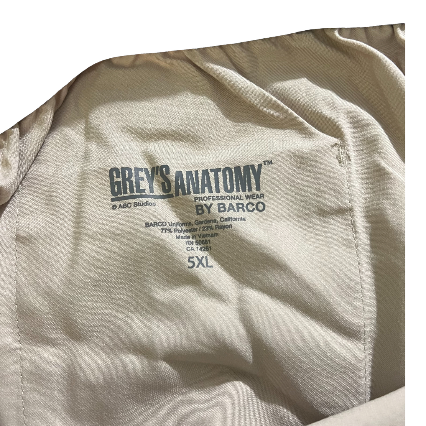 New Khaki Grey's Anatomy Scrubs Drawstring closure Fancy Pocket Size 5XL