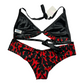 New Black, Red & Gold Fire Swim Suit size S/M Adjustable (String Bikini Top SwimWear)