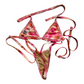 New Pink & Orange Flower Thong Swim Suit size S/M Adjustable (String Bikini Top SwimWear)