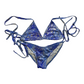 New Blue & Silver Swim Suit size S/M Adjustable (String Bikini Top SwimWear)
