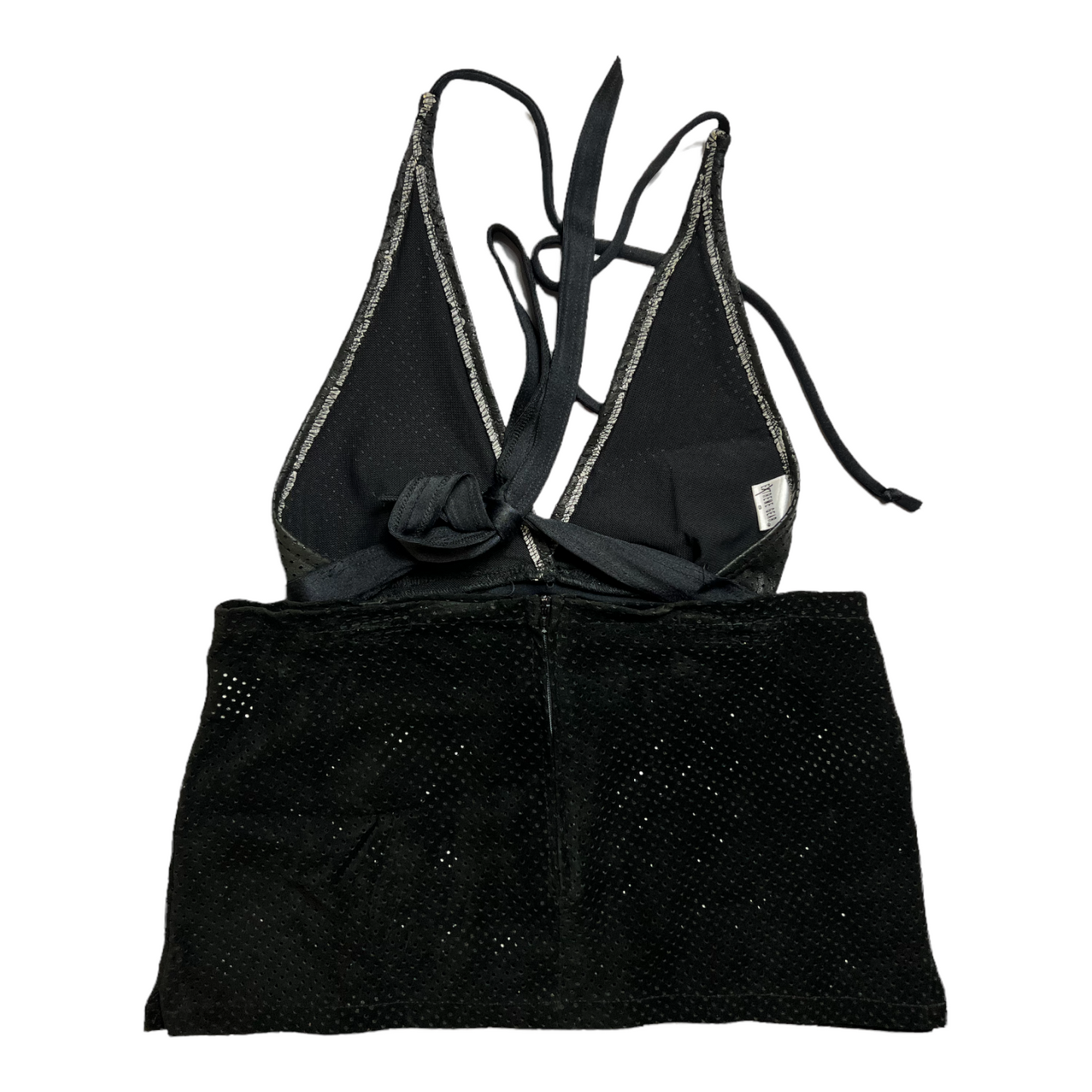 New Black Holey Skirt Set size S/M Adjustable Faux Suede (String Bikini Top SwimWear)